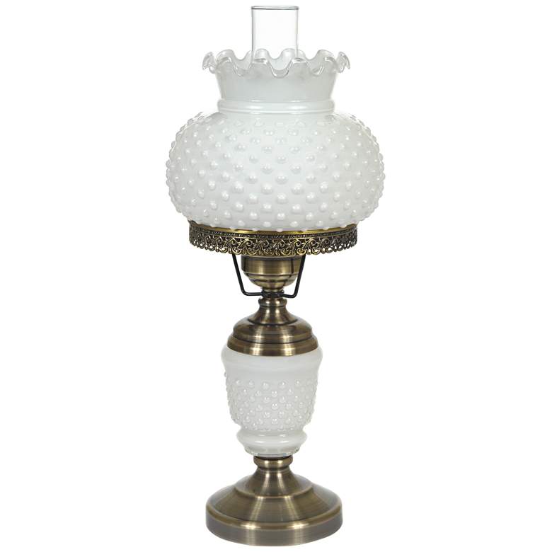Image 1 White Hobnail Glass 23 inch High Hurricane Table Lamp