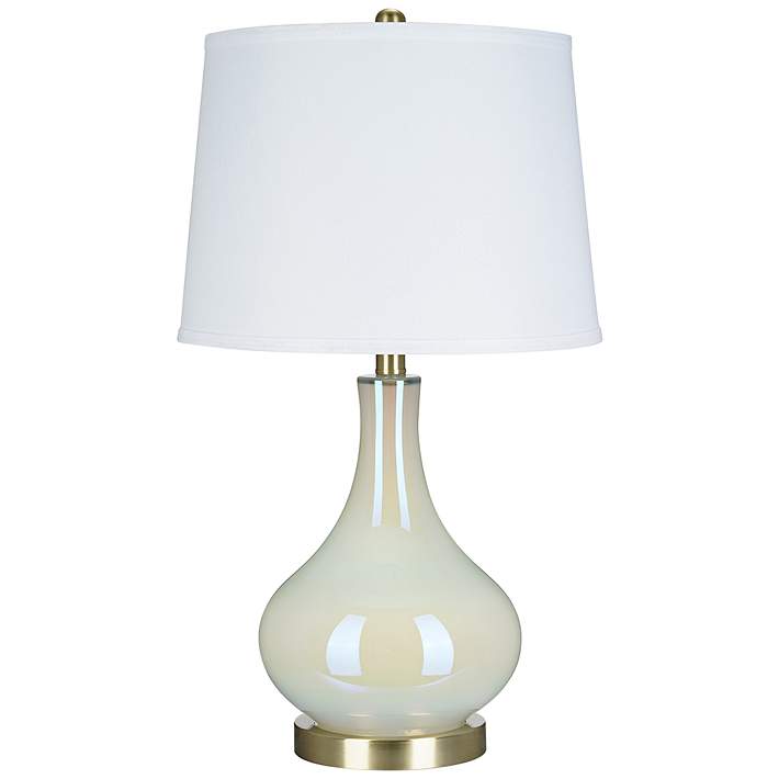 mental Go down novelty White Iridescent Glass Gourd LED Table Lamp - #74K08 | Lamps Plus