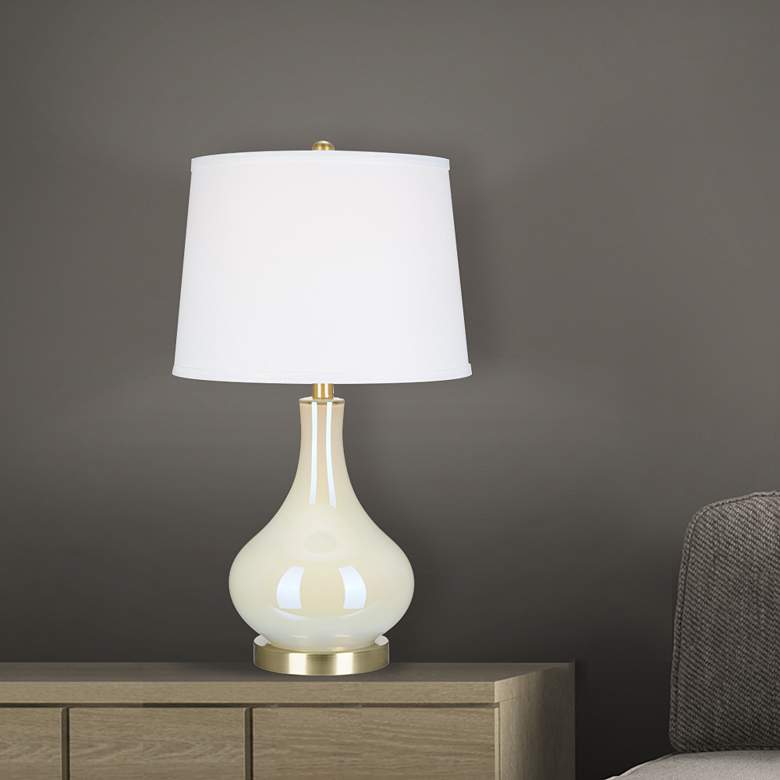Image 1 White Iridescent Glass Gourd LED Table Lamp
