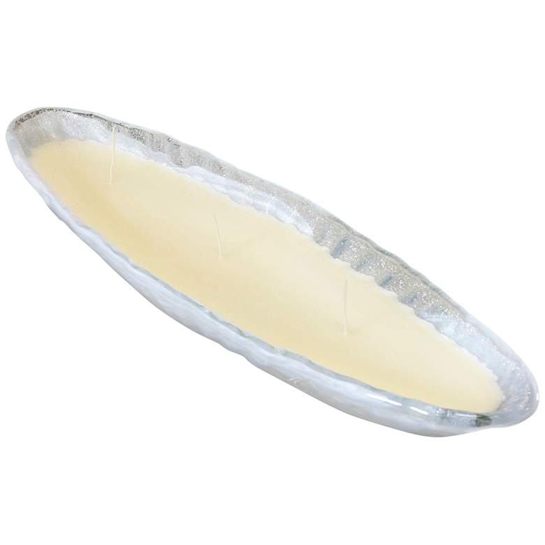 Image 1 White Iris Candle - Art Glass Canoa Candle With Wax
