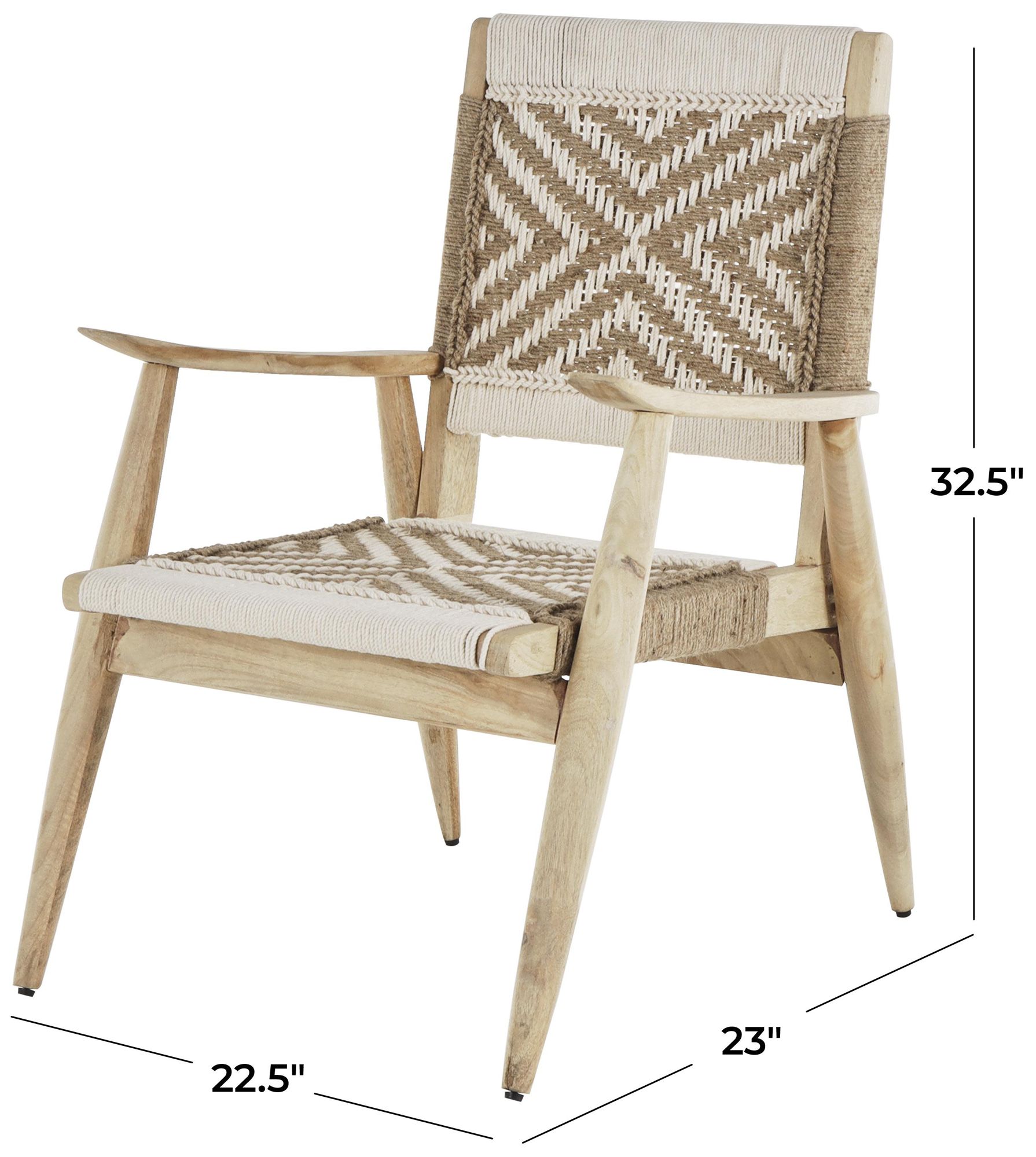 Image 7 White Jute Rope Traditional Accent Chair, 23" x 23" x 33" more views
