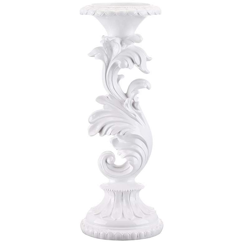 Image 1 White Lacquer Acanthus Leaf Candle Holder