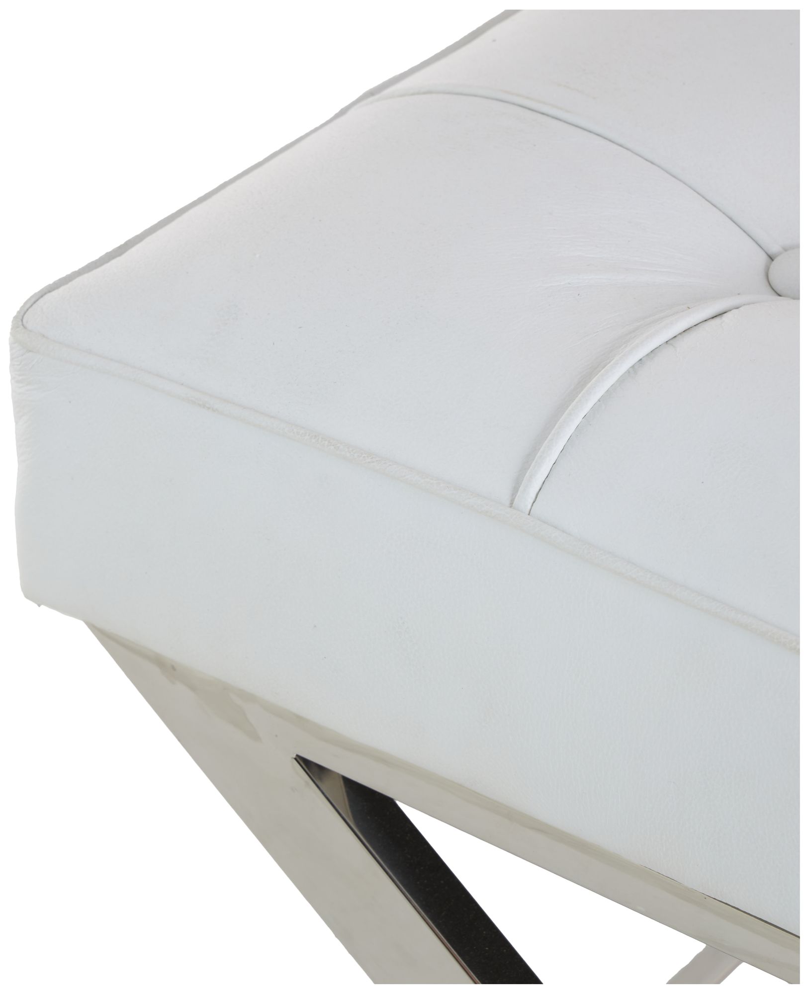 Image 2 White Leather Modern Stool, 22" x 19" x 19" more views