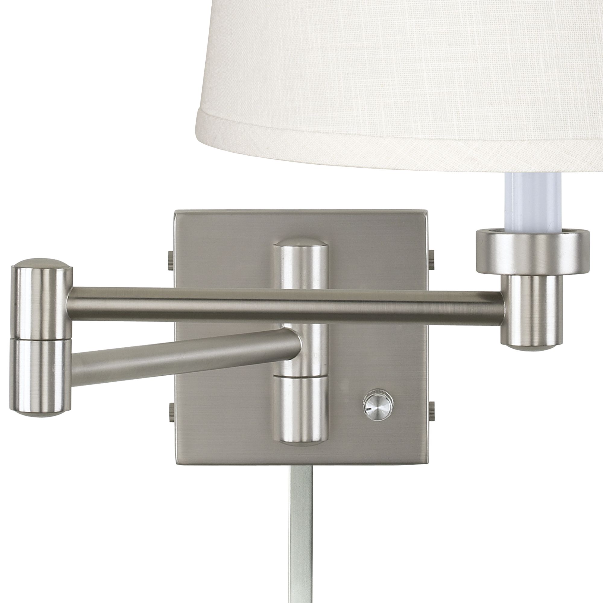 White Linen Brushed Nickel PlugIn Swing Arm with Cord Cover 17A47