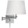 White Linen Chrome Plug-In Swing Arm with Cord Cover