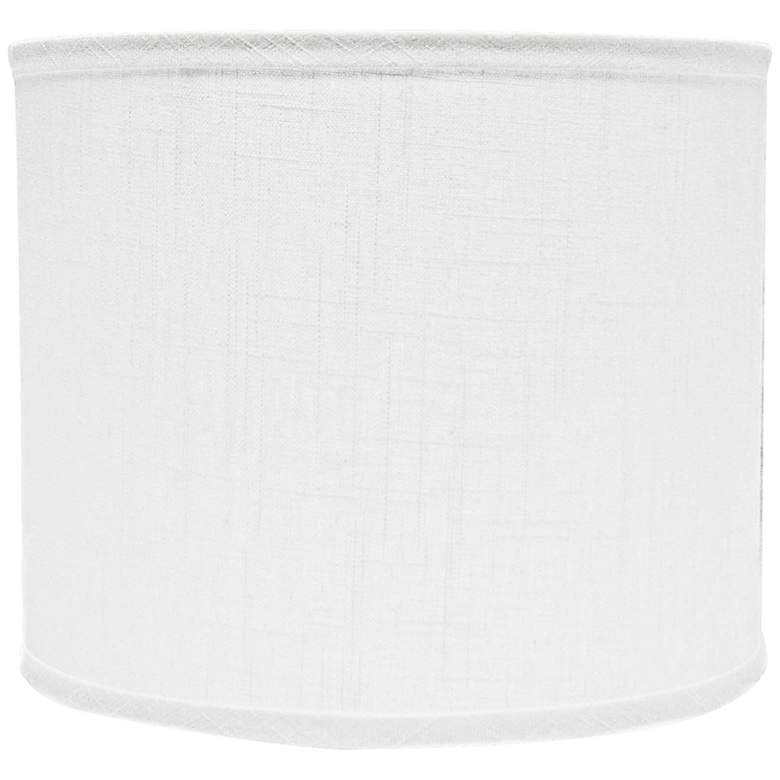 Image 1 White Linen Drum Lamp Shade 10x12x10 (Spider)