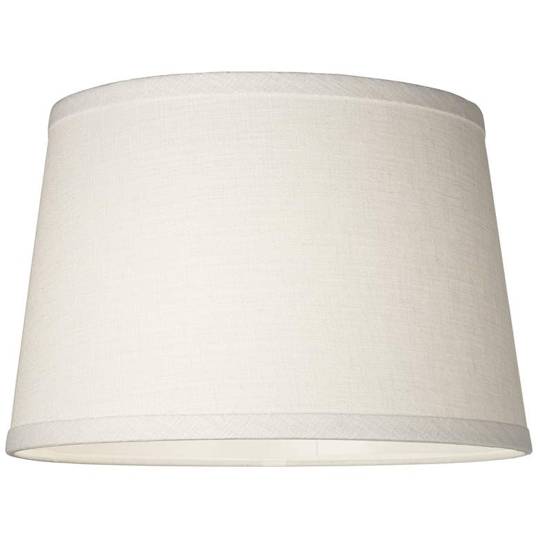 Image 4 White Linen Drum Lamp Shade 10x12x8 (Spider) more views