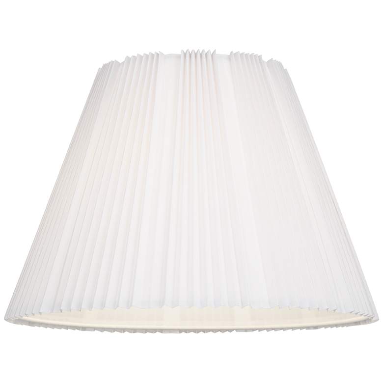 Image 3 White Linen Empire Knife Pleated Lamp Shade 9x17x12.25 (Spider) more views