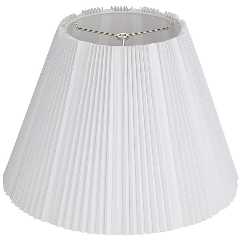 Image 4 White Linen Empire Knife Pleated Lamp Shade 9x17x12.25 (Spider) more views