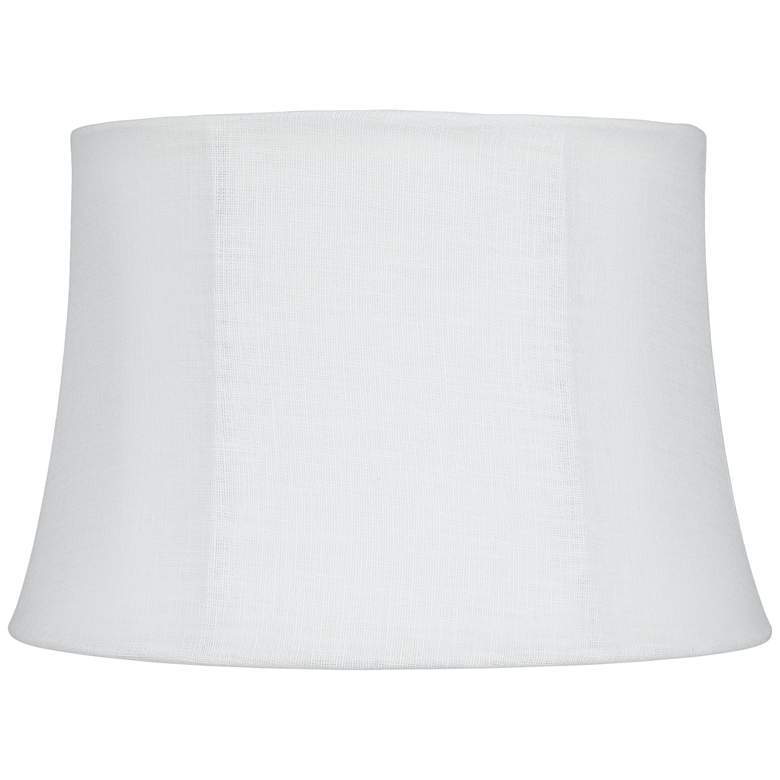 Image 1 White Linen Pinched Drum Lamp Shade 10x12x8x8 (Spider)