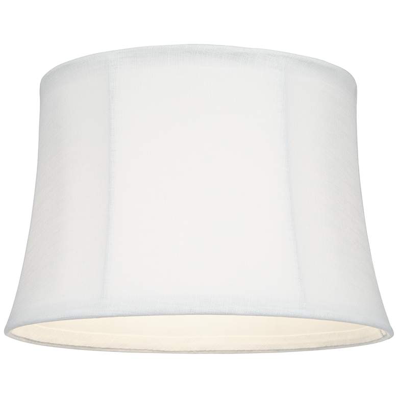 Image 3 White Linen Pinched Drum Lamp Shade 10x12x8x8 (Spider) more views