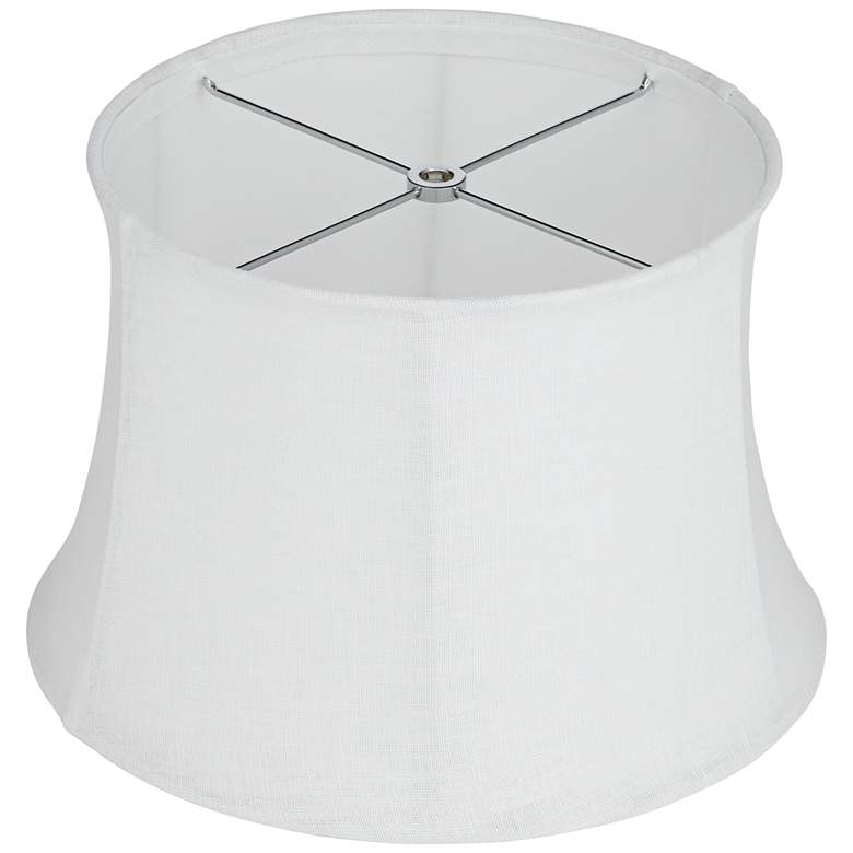 Image 4 White Linen Pinched Drum Lamp Shade 10x12x8x8 (Spider) more views