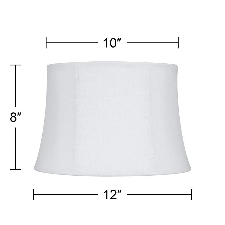 Image 7 White Linen Pinched Drum Lamp Shade 10x12x8x8 (Spider) more views