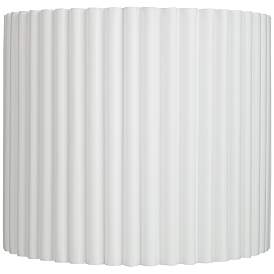 Image1 of White Linen Pleated Drum Lamp Shade 13.75x13.75x12 (Spider)
