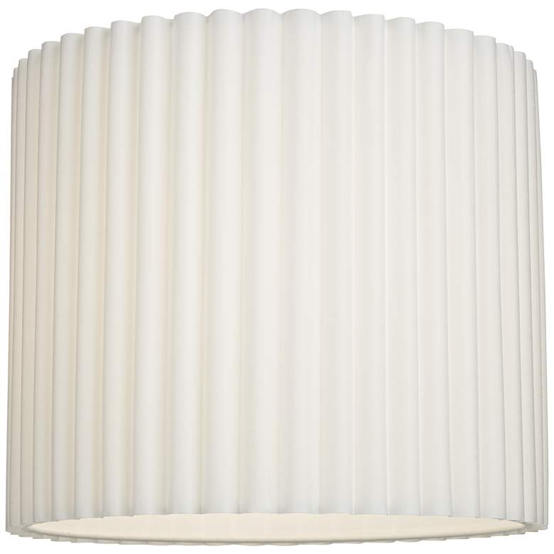 Image 3 White Linen Pleated Drum Lamp Shade 13.75x13.75x12 (Spider) more views
