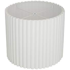 Image4 of White Linen Pleated Drum Lamp Shade 13.75x13.75x12 (Spider) more views