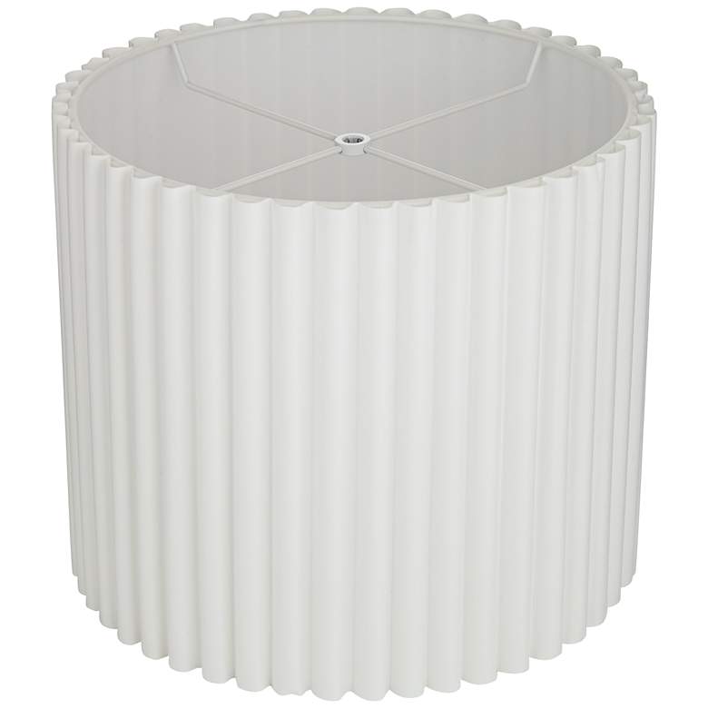 Image 4 White Linen Pleated Drum Lamp Shade 13.75x13.75x12 (Spider) more views