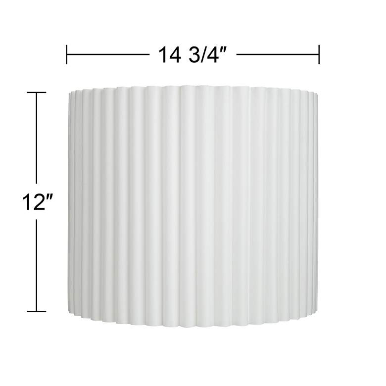 Image 7 White Linen Pleated Drum Lamp Shade 13.75x13.75x12 (Spider) more views