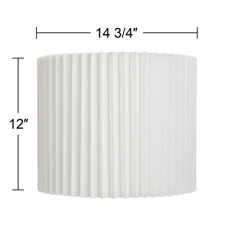 Image 7 White Linen Pleated Drum Lamp Shade 14.75x14.75x12 (Spider) more views