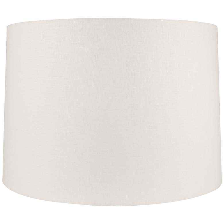 Image 1 White Linen Round Hardback Drum Shade 16x17x11.5 (Spider)