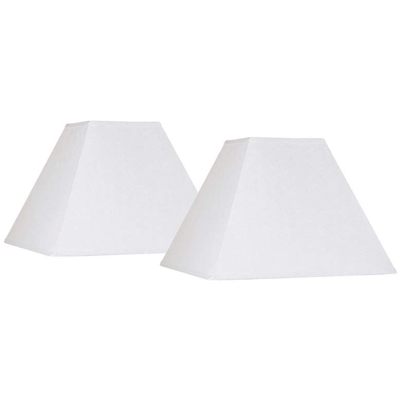 Image 1 White Linen Set of 2 Square Lamp Shades 7x17x13 (Spider)