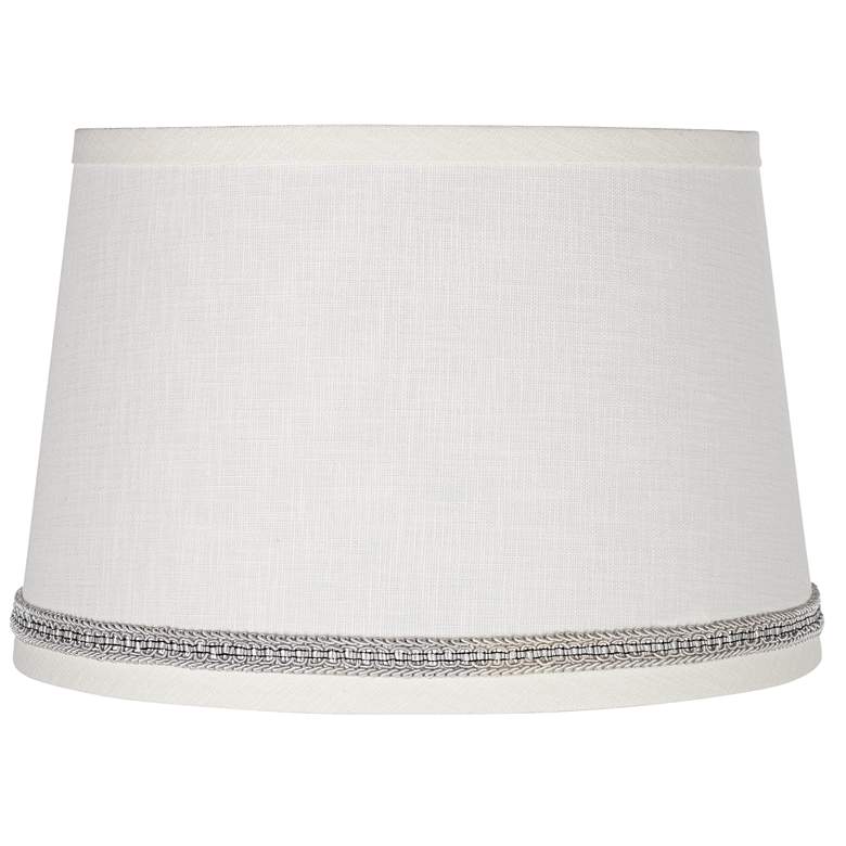 Image 1 White Linen Shade with Gray Ribbon Trim 10x12x8 (Spider)