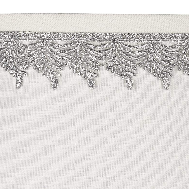 Image 2 White Linen Shade with Silver Leaf Trim 10x12x8 (Spider) more views