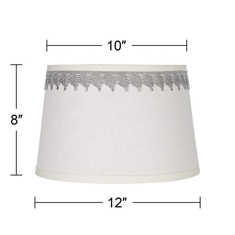 Image 3 White Linen Shade with Silver Leaf Trim 10x12x8 (Spider) more views