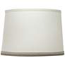 White Linen with Gray Trim Drum Lamp Shade 10x12x10 (Spider)