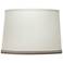 White Linen with Gray Trim Drum Lamp Shade 10x12x10 (Spider)