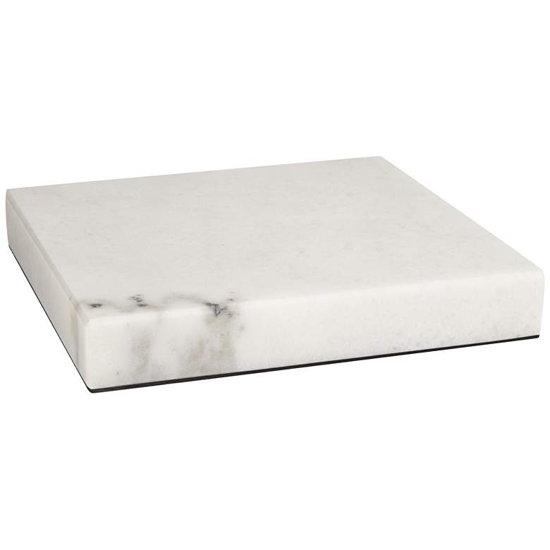 Image 1 White Marble 8 inch Square x 1 inch High Pedestal Lamp Riser