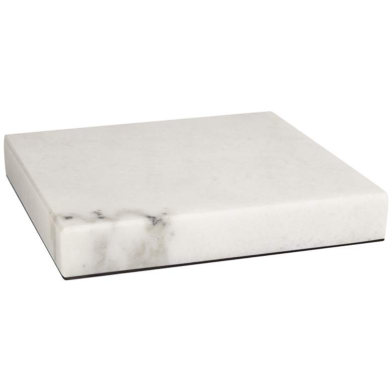 Image 1 White Marble 8" Square x 1" High Pedestal Lamp Riser