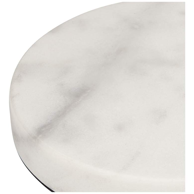 Image 2 White Marble 8 inch Wide x 1 inch High Round Pedestal Lamp Riser more views