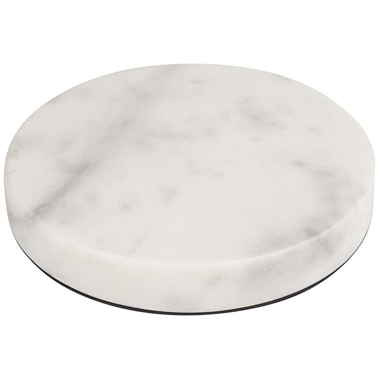 Image 4 White Marble 8 inch Wide x 1 inch High Round Pedestal Lamp Riser more views