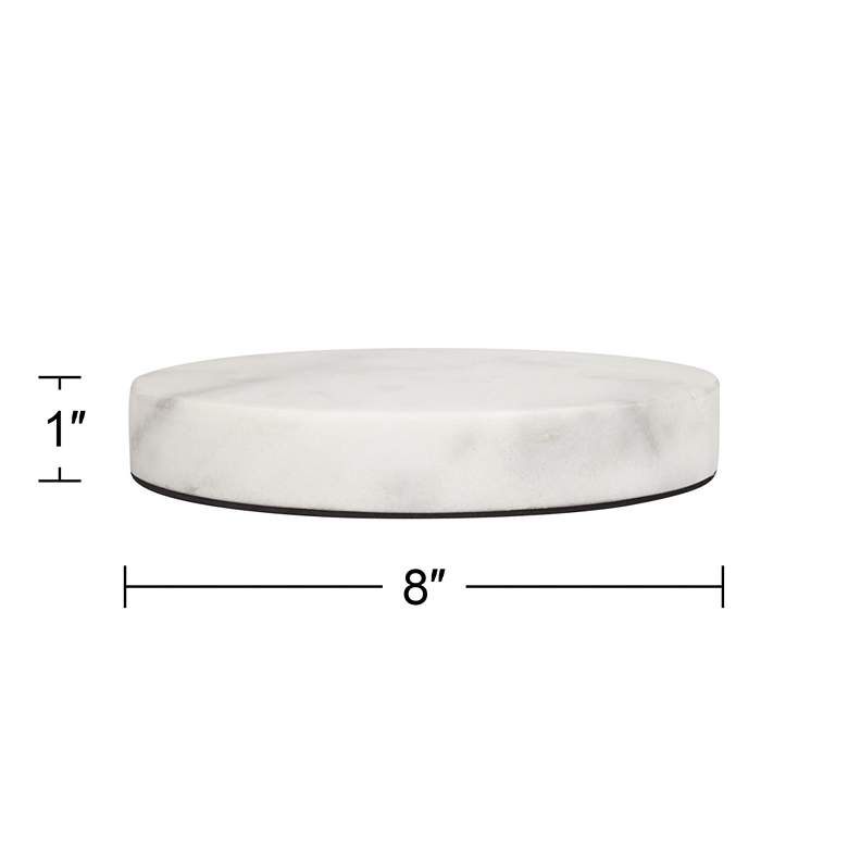 Image 5 White Marble 8 inch Wide x 1 inch High Round Pedestal Lamp Riser more views
