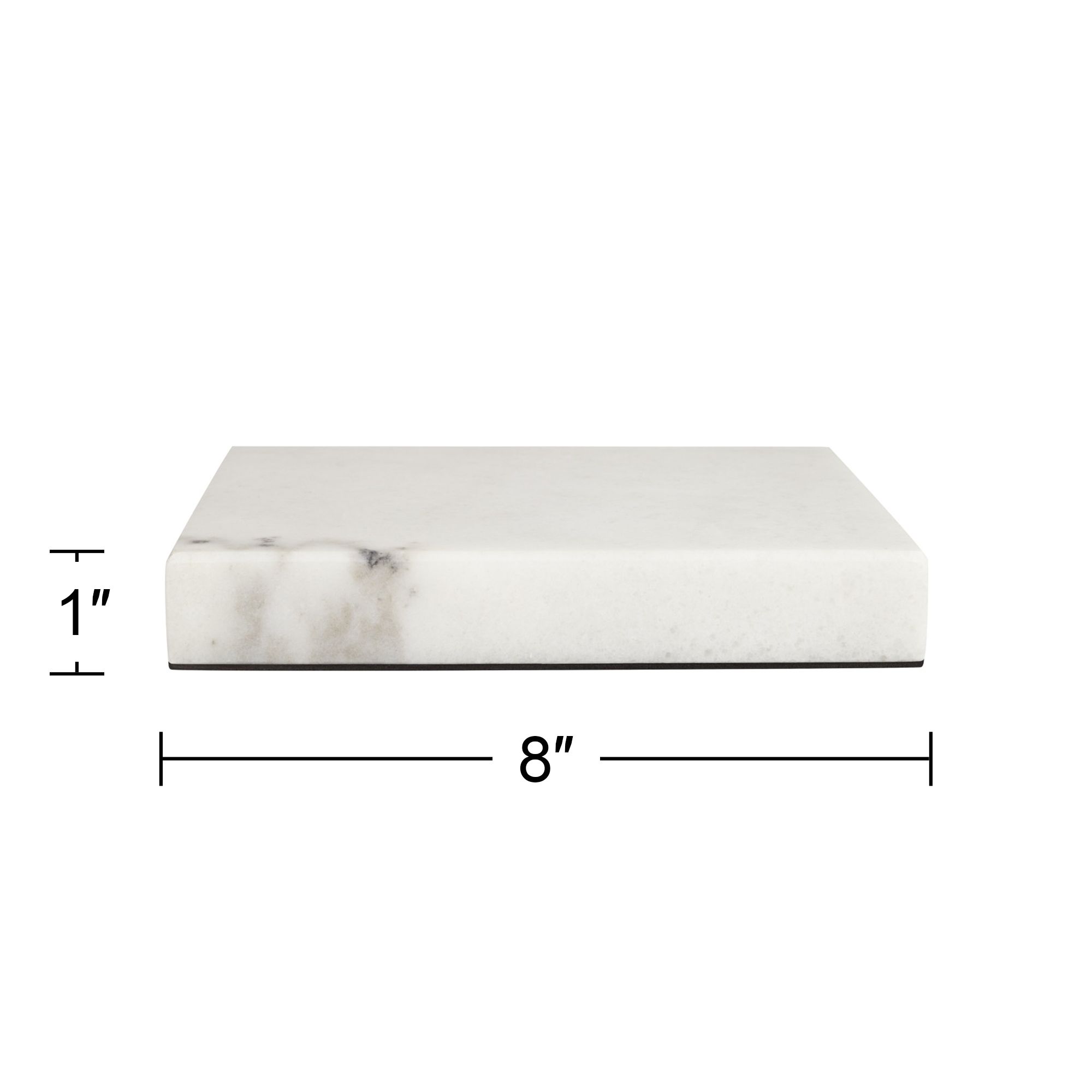 White Marble 8" Square x 1" High Pedestal Lamp Riser