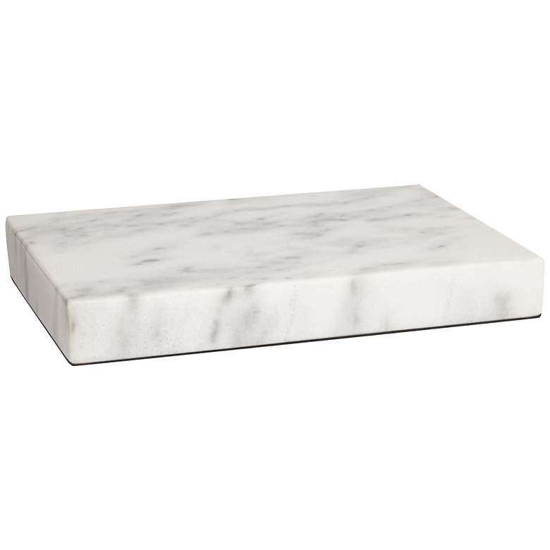 Image 1 White Marble 9 1/2" x 6 1/2" x 1" Rectangular Lamp Riser