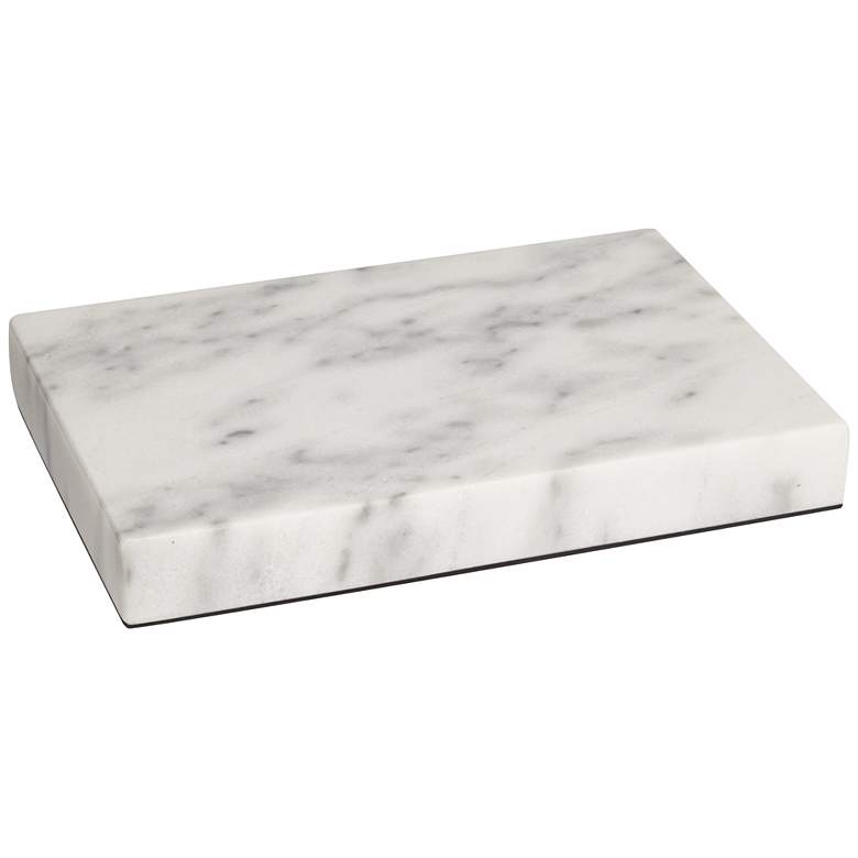 Image 4 White Marble 9 1/2" x 6 1/2" x 1" Rectangular Lamp Riser more views