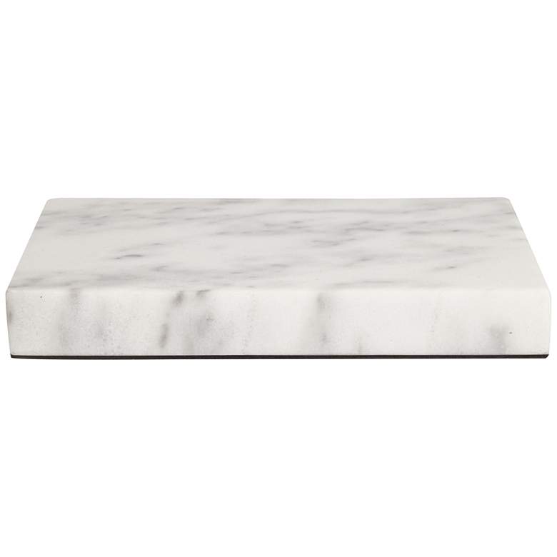 Image 5 White Marble 9 1/2" x 6 1/2" x 1" Rectangular Lamp Riser more views