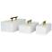White Marble Decorative Box with Gold Bar Handles, Set of 3 12", 10", 8"W