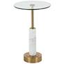 White Marble Glam Accent Table, 14" x 14" x 22"