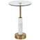 White Marble Glam Accent Table, 14" x 14" x 22"