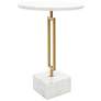 White Marble Glam Accent Table, 16" x 16" x 23"