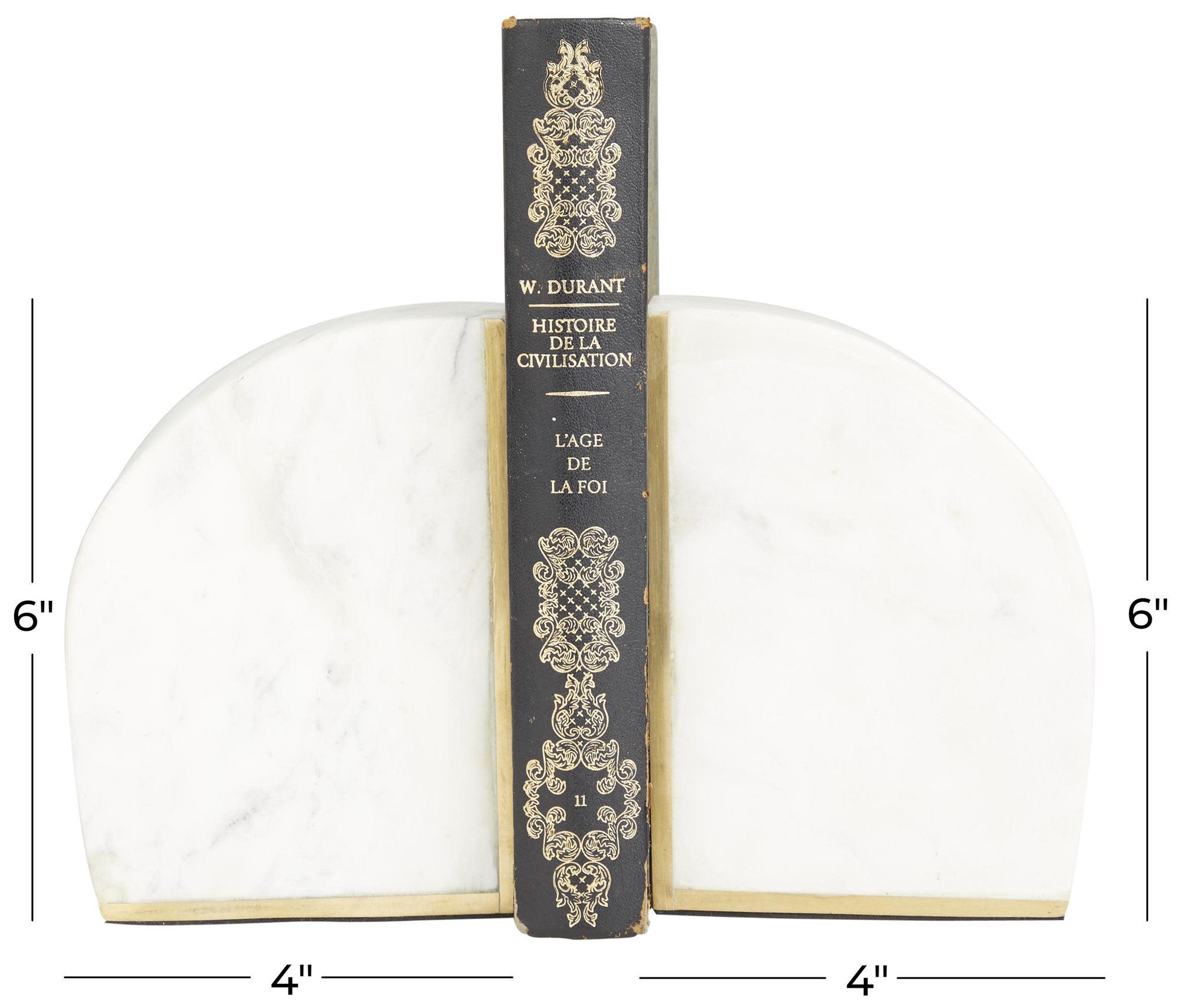 Image 7 White Marble Glam Bookends, S/2 4"W, 6"H more views