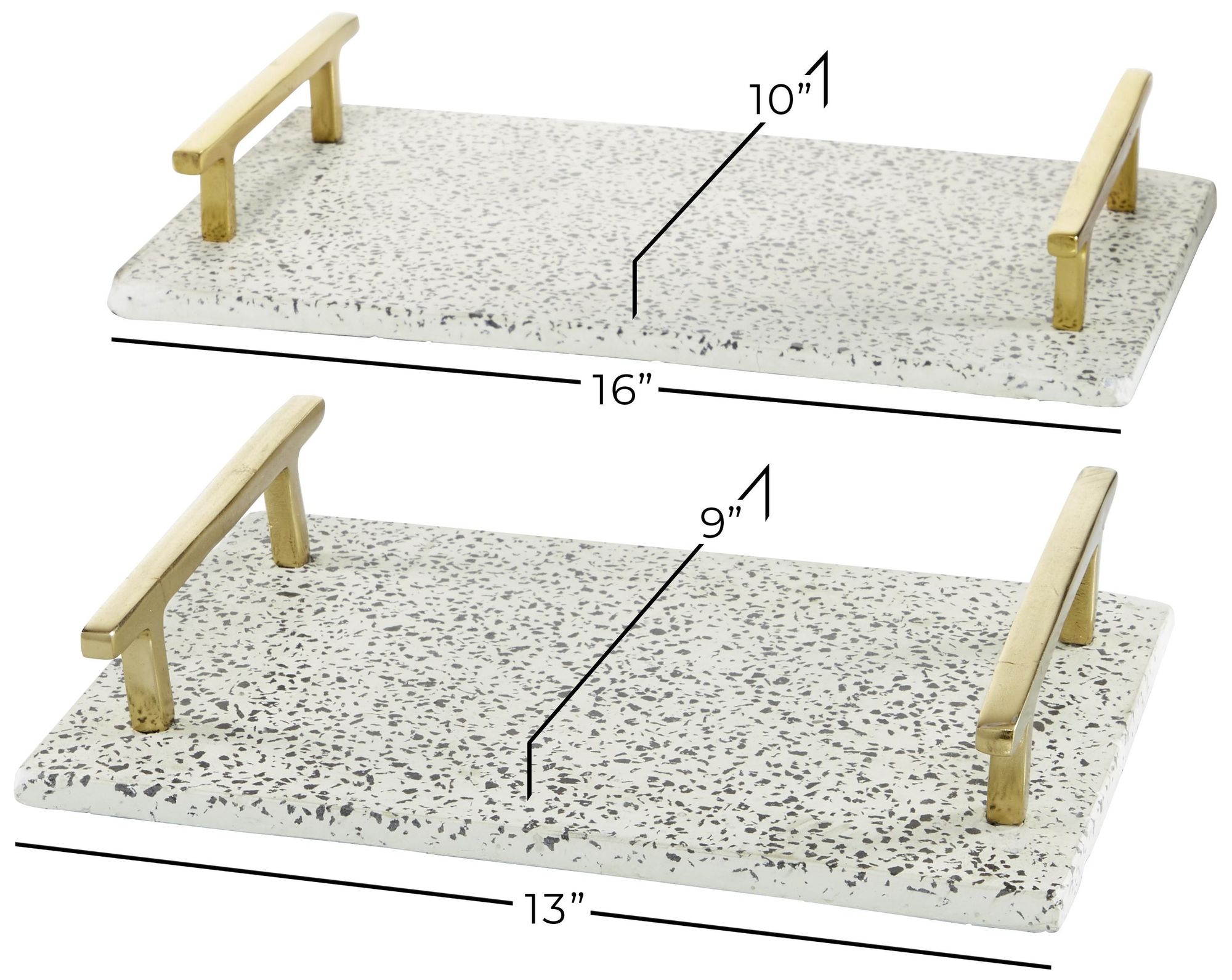 Image 6 White Marble Glam Tray, S/2 16", 13"W more views