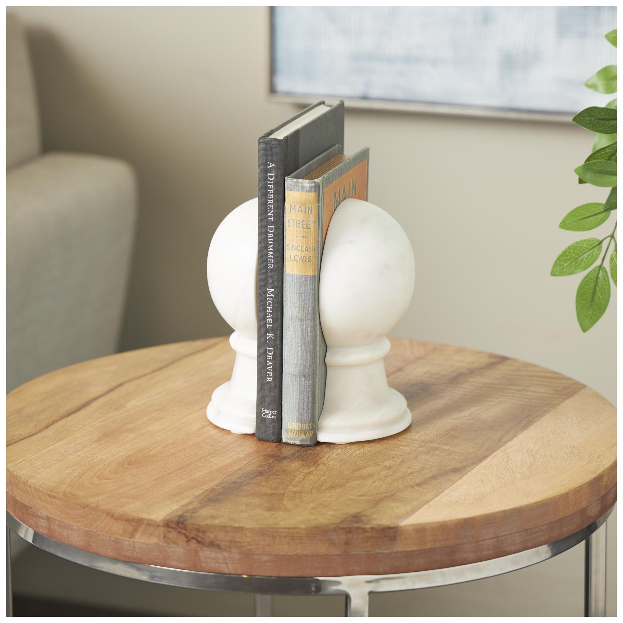 Image 4 White Marble Modern Bookends, S/2 2"W, 7"H more views