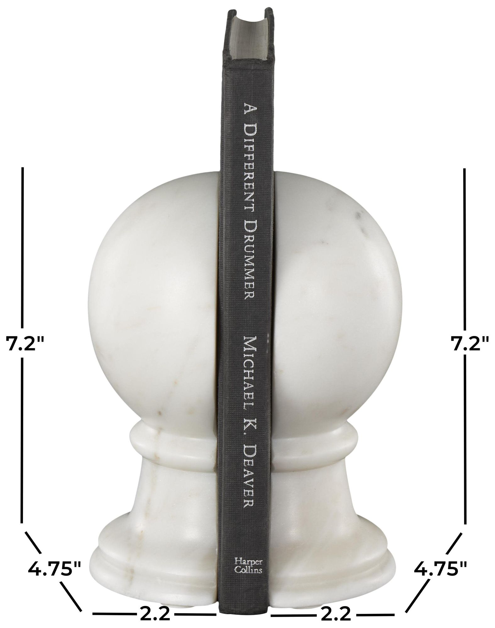 Image 7 White Marble Modern Bookends, S/2 2"W, 7"H more views