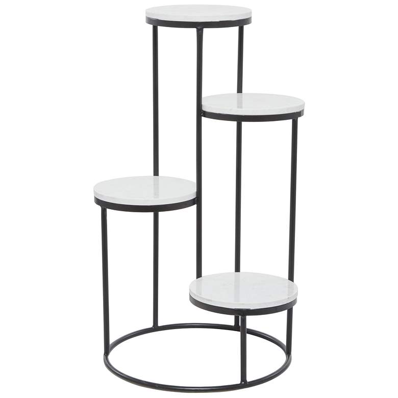 Image 1 White Marble Modern Plantstand, 17" x 17" x 31"