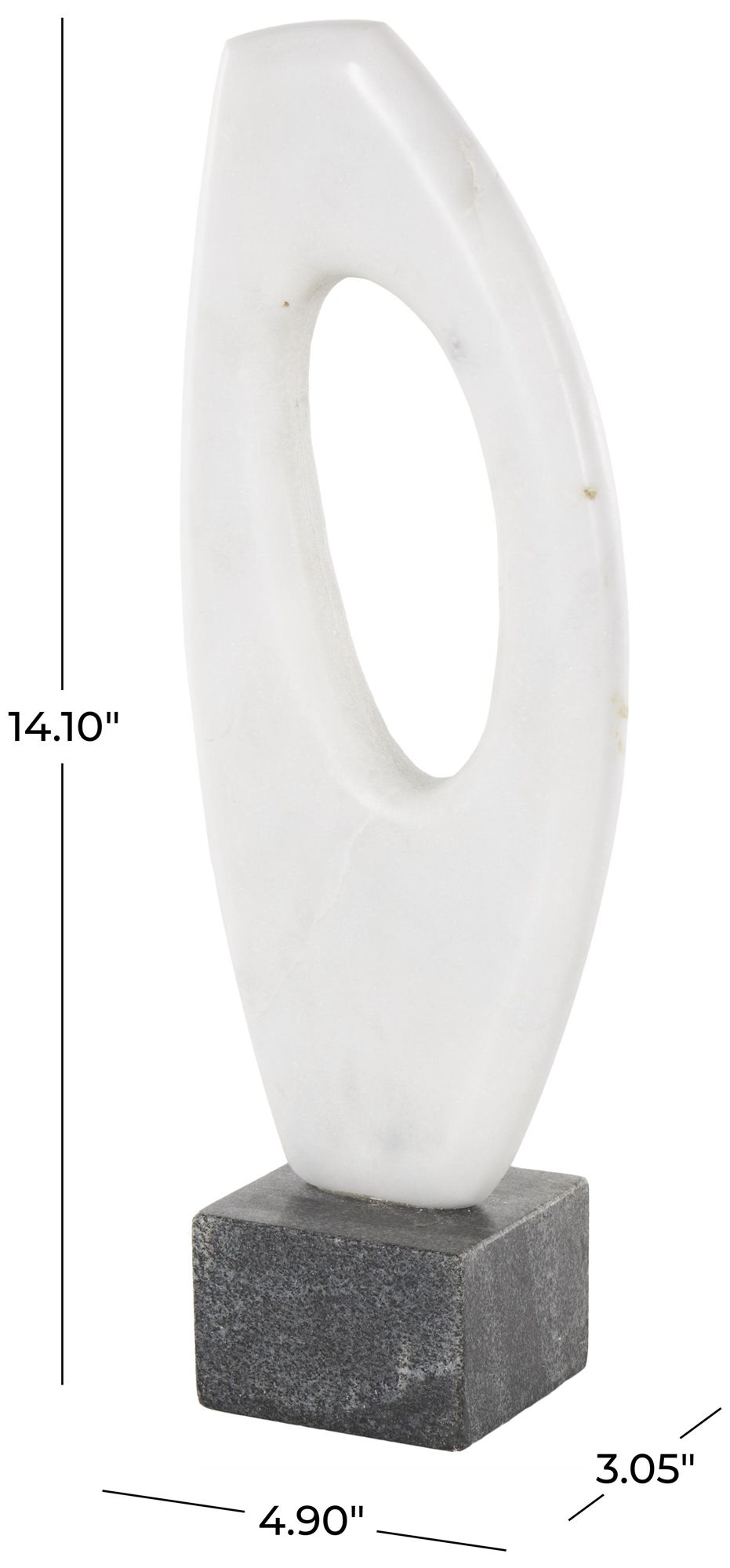 Image 7 White Marble Modern Sculpture, 5" x 3" x 14" more views