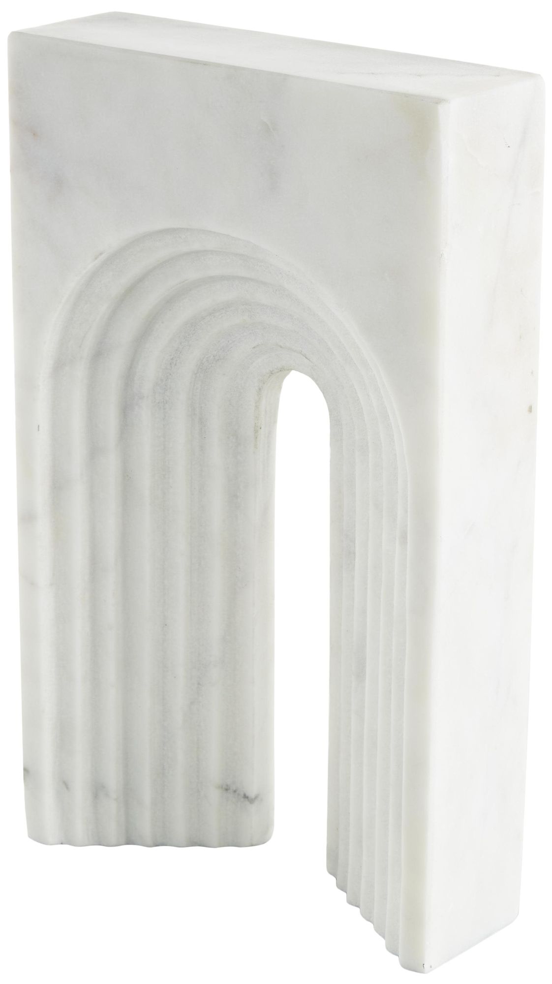 Image 2 White Marble Modern Sculpture, 7" x 2" x 11"